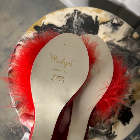 Vintage Deadstock Madye’s Feather Wedge Boudoir Slippers - Picture 7 of 8